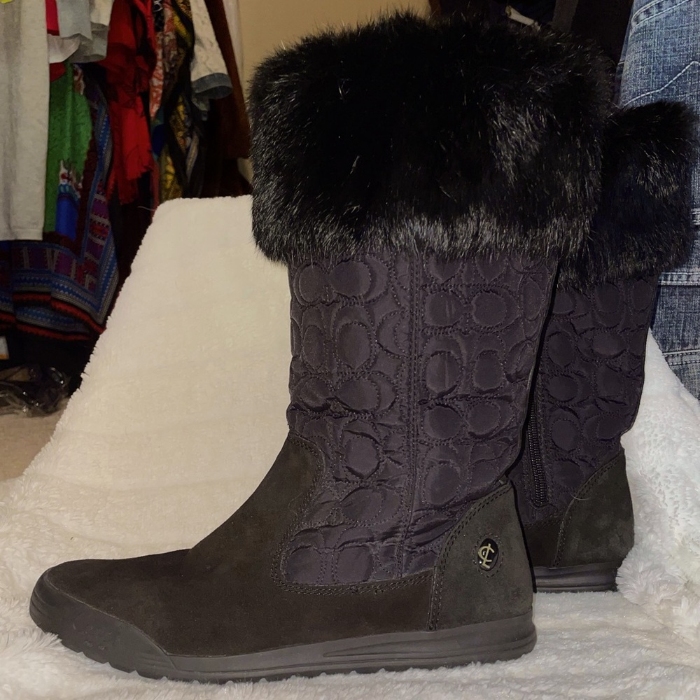 *New*COACH “Talen” | Black Fur Trimmed Snow Boot - sz 8